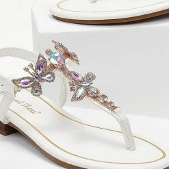 The Fashion Project Πέδιλα φλατ με στρας - Λευκό