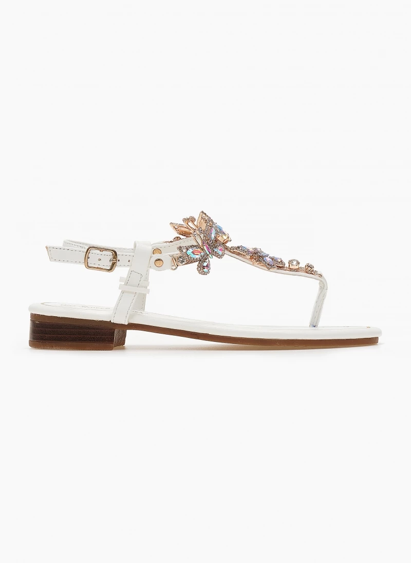 The Fashion Project Πέδιλα φλατ με στρας - Λευκό 6 The Fashion Project Πέδιλα φλατ με στρας - Λευκό - Image 4