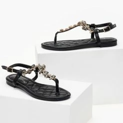The Fashion Project Πέδιλα φλατ με στρας - Μαύρο 8 The Fashion Project Πέδιλα φλατ με στρας - Μαύρο -Σανδάλια κατάστημα pedila flat me stras 101490 abm7