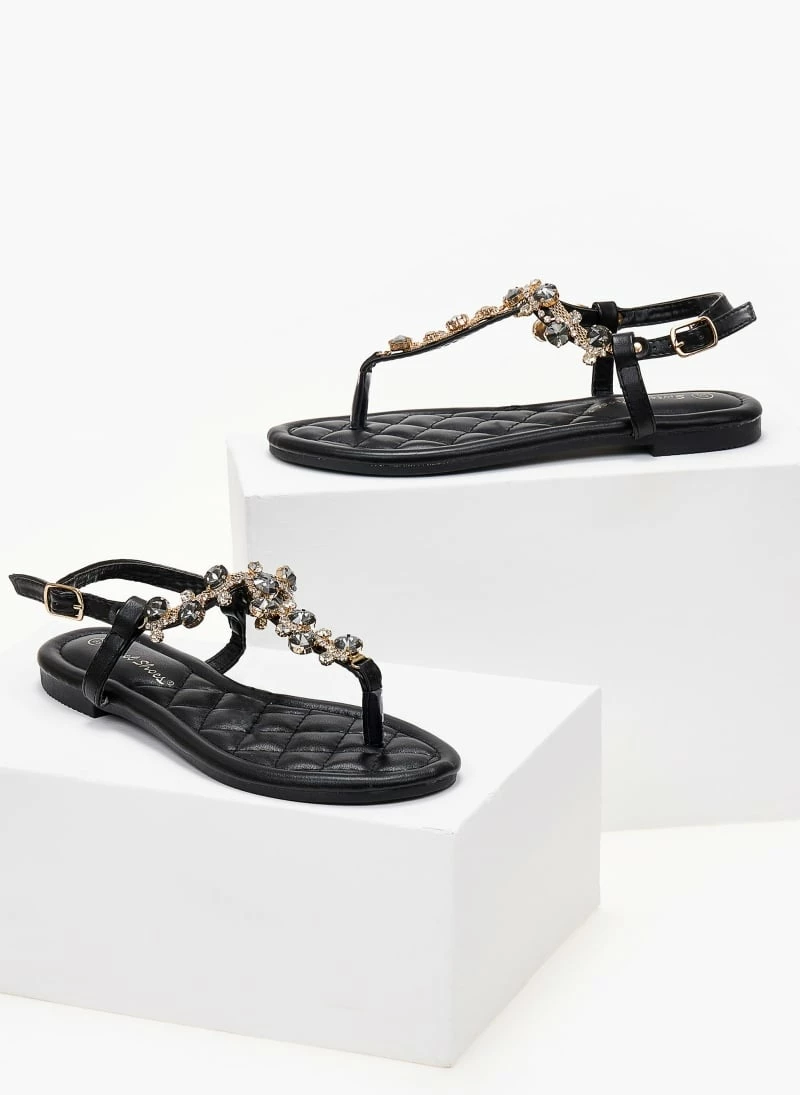 The Fashion Project Πέδιλα φλατ με στρας - Μαύρο 5 The Fashion Project Πέδιλα φλατ με στρας - Μαύρο - Image 3