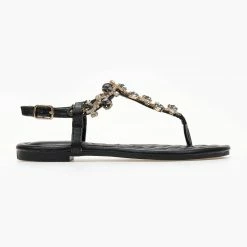 The Fashion Project Πέδιλα φλατ με στρας - Μαύρο 9 The Fashion Project Πέδιλα φλατ με στρας - Μαύρο -Σανδάλια κατάστημα pedila flat me stras 101490 d4y2