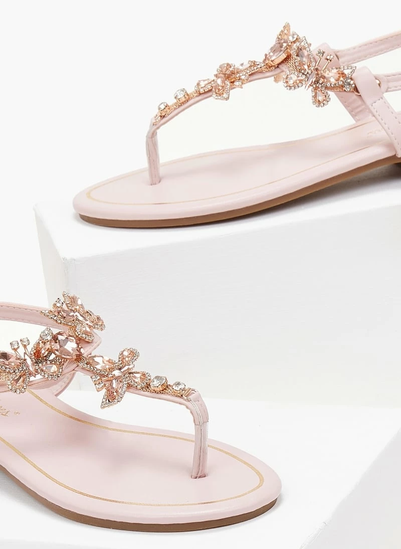 The Fashion Project Πέδιλα φλατ με στρας - Ρόζ 4 The Fashion Project Πέδιλα φλατ με στρας - Ρόζ - Image 2