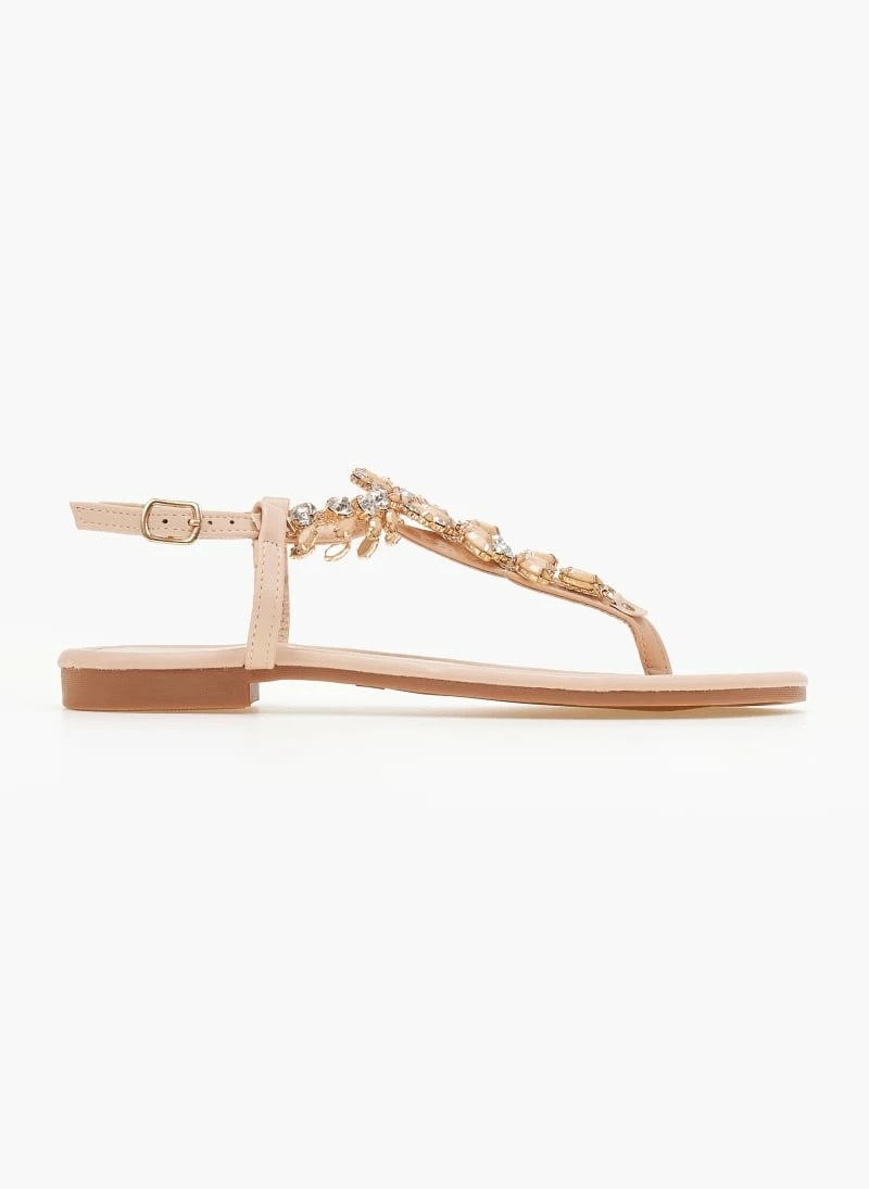 The Fashion Project Πέδιλα φλατ με στρας - Μπεζ 6 The Fashion Project Πέδιλα φλατ με στρας - Μπεζ - Image 4