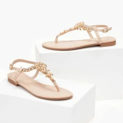 The Fashion Project Πέδιλα φλατ με στρας - Μπεζ 8 The Fashion Project Πέδιλα φλατ με στρας - Μπεζ -Σανδάλια κατάστημα pedila flat me stras 104784 inyt