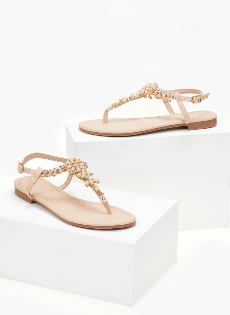 The Fashion Project Πέδιλα φλατ με στρας - Μπεζ 5 The Fashion Project Πέδιλα φλατ με στρας - Μπεζ - Image 3