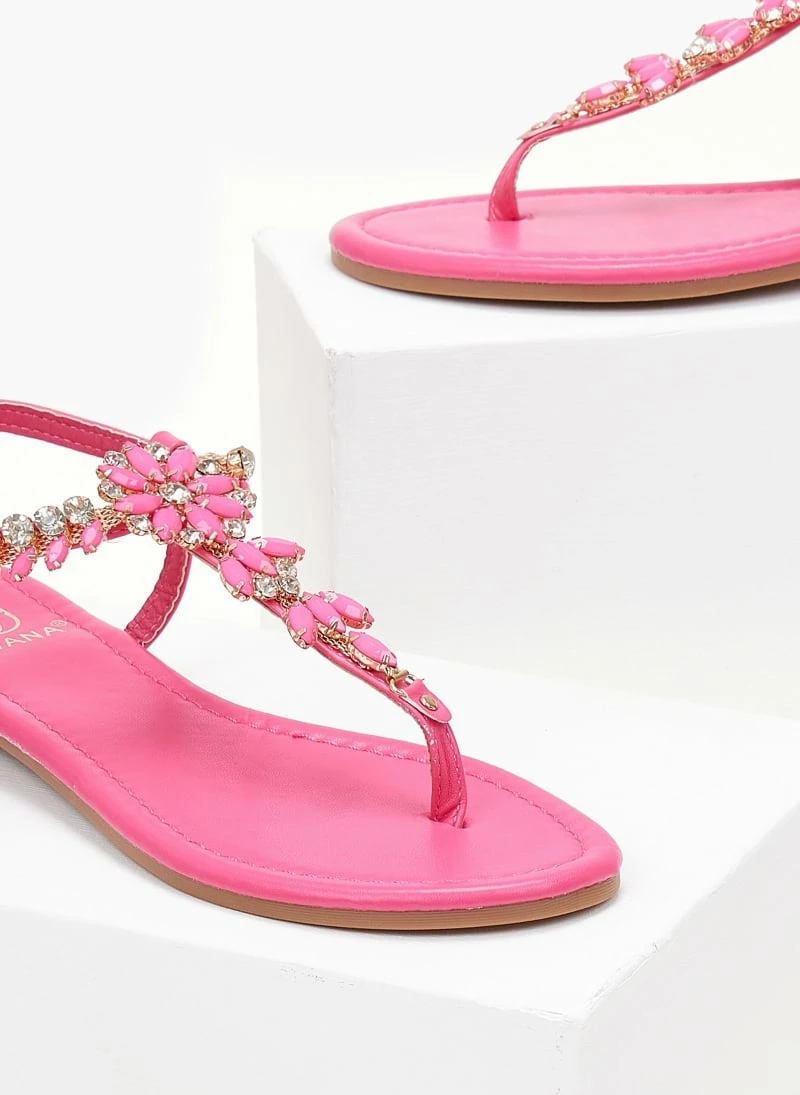 The Fashion Project Πέδιλα φλατ με στρας - Φούξια 4 The Fashion Project Πέδιλα φλατ με στρας - Φούξια - Image 2