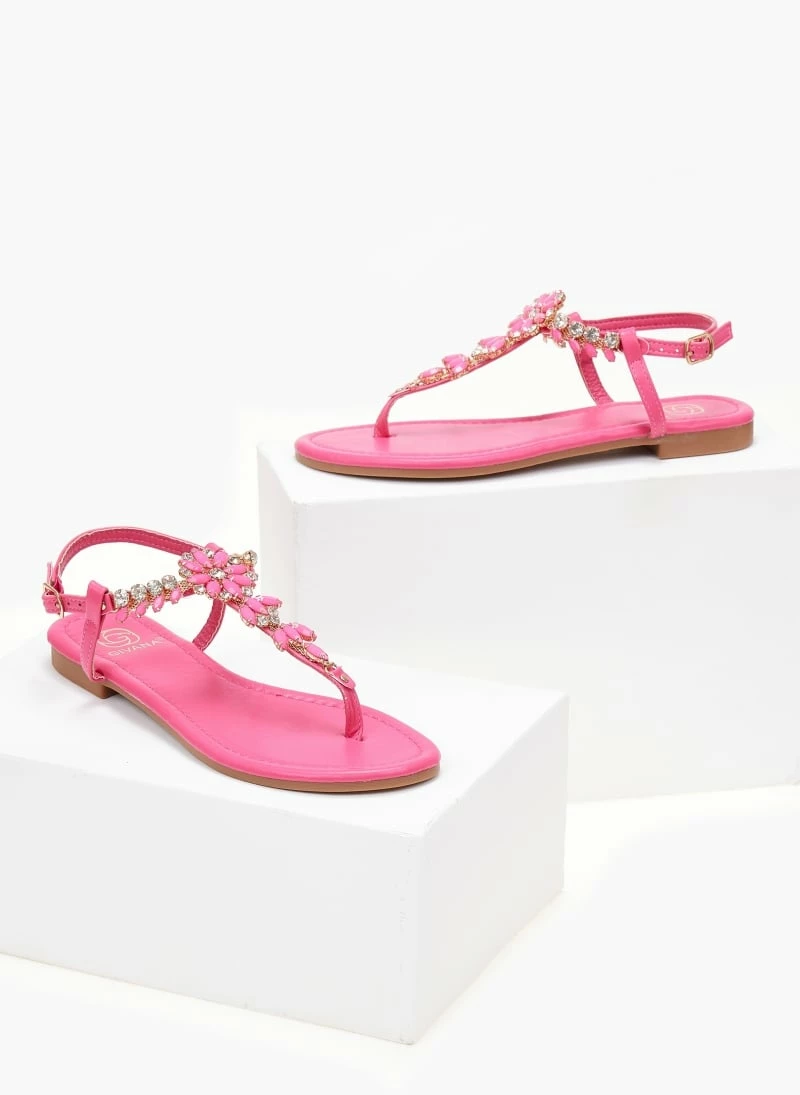 The Fashion Project Πέδιλα φλατ με στρας - Φούξια 5 The Fashion Project Πέδιλα φλατ με στρας - Φούξια - Image 3