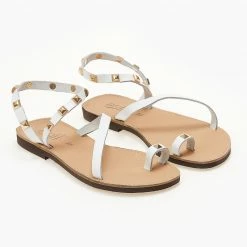 Estil Πέδιλα ίσια δερμάτινα με τρουκς - Λευκό 14 Estil Πέδιλα ίσια δερμάτινα με τρουκς - Λευκό -Σανδάλια κατάστημα pedila isia dermatina me trouks 104502 m7s2