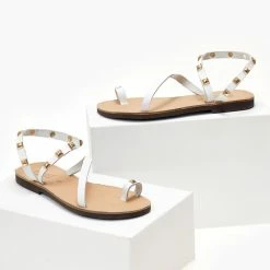 Estil Πέδιλα ίσια δερμάτινα με τρουκς - Λευκό 10 Estil Πέδιλα ίσια δερμάτινα με τρουκς - Λευκό -Σανδάλια κατάστημα pedila isia dermatina me trouks 104502 ot6r