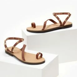 Estil Πέδιλα ίσια δερμάτινα με τρουκς - Ταμπά -Σανδάλια κατάστημα pedila isia dermatina me trouks 104503 k8xn