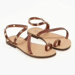 Estil Πέδιλα ίσια δερμάτινα με τρουκς - Ταμπά -Σανδάλια κατάστημα pedila isia dermatina me trouks 104503 me1f