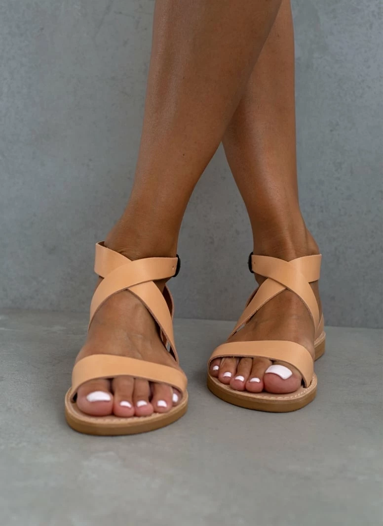 IRIS Πέδιλα ίσια χειροποίητα δερμάτινα - Φυσικό 9 IRIS Πέδιλα ίσια χειροποίητα δερμάτινα - Φυσικό - Image 7