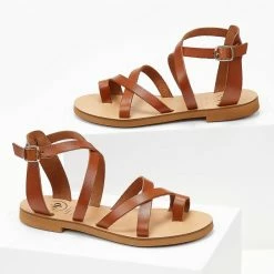 Πέδιλα TFP Flat δερμάτινα με χιαστί δέσιμο - Ταμπά 14 Πέδιλα TFP Flat δερμάτινα με χιαστί δέσιμο - Ταμπά -Σανδάλια κατάστημα pedila tfp flat dermatina me xiasti desimo 103751 eh9g