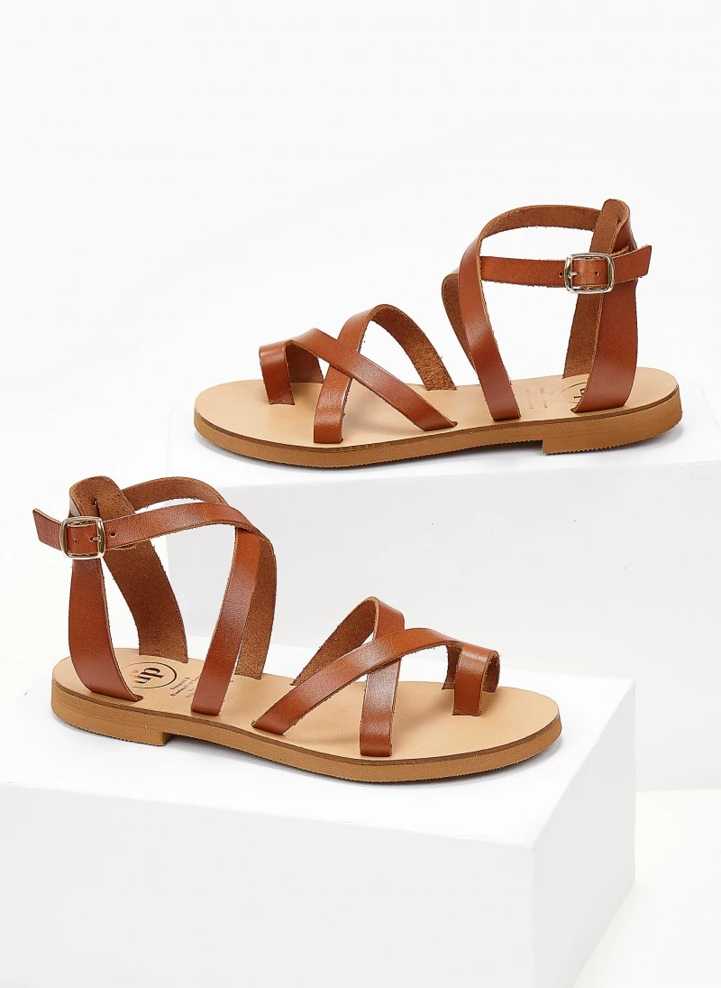 Πέδιλα TFP Flat δερμάτινα με χιαστί δέσιμο - Ταμπά 8 Πέδιλα TFP Flat δερμάτινα με χιαστί δέσιμο - Ταμπά - Image 6