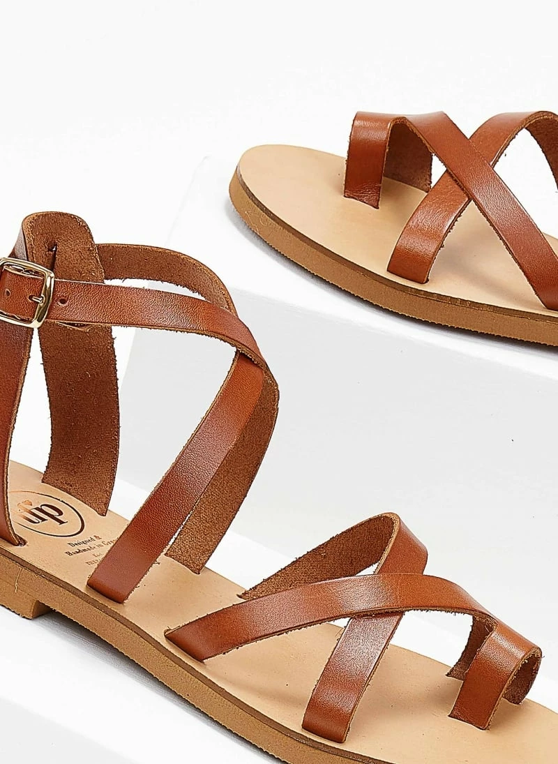 Πέδιλα TFP Flat δερμάτινα με χιαστί δέσιμο - Ταμπά 4 Πέδιλα TFP Flat δερμάτινα με χιαστί δέσιμο - Ταμπά - Image 2