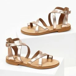 Πέδιλα TFP Flat δερμάτινα με χιαστί δέσιμο - Χαλκός 7 Πέδιλα TFP Flat δερμάτινα με χιαστί δέσιμο - Χαλκός -Σανδάλια κατάστημα pedila tfp flat dermatina me xiasti desimo 103752 r6dk