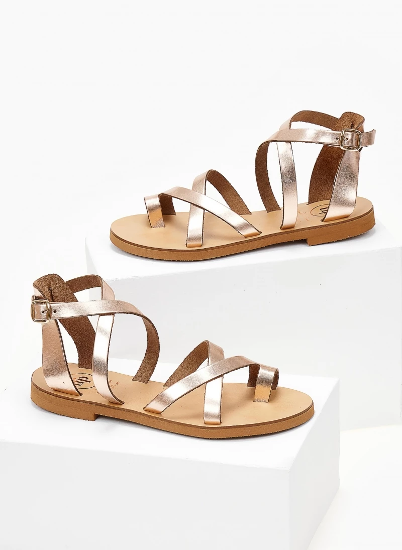 Πέδιλα TFP Flat δερμάτινα με χιαστί δέσιμο - Χαλκός 4 Πέδιλα TFP Flat δερμάτινα με χιαστί δέσιμο - Χαλκός - Image 2