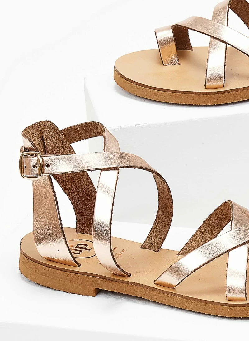 Πέδιλα TFP Flat δερμάτινα με χιαστί δέσιμο - Χαλκός 5 Πέδιλα TFP Flat δερμάτινα με χιαστί δέσιμο - Χαλκός - Image 3