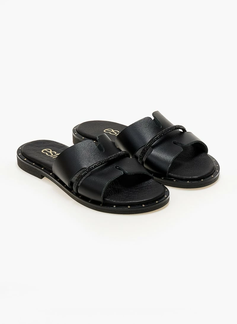 Σανδάλια δερμάτινα ESTIL με ανοίγματα και Strass - Μαύρο 5 Σανδάλια δερμάτινα ESTIL με ανοίγματα και Strass - Μαύρο - Image 3