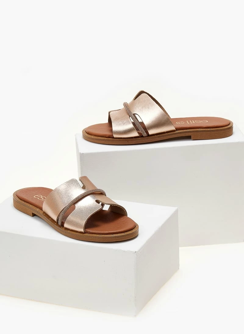 Σανδάλια δερμάτινα ESTIL με ανοίγματα και Strass - Χαλκός 5 Σανδάλια δερμάτινα ESTIL με ανοίγματα και Strass - Χαλκός - Image 3
