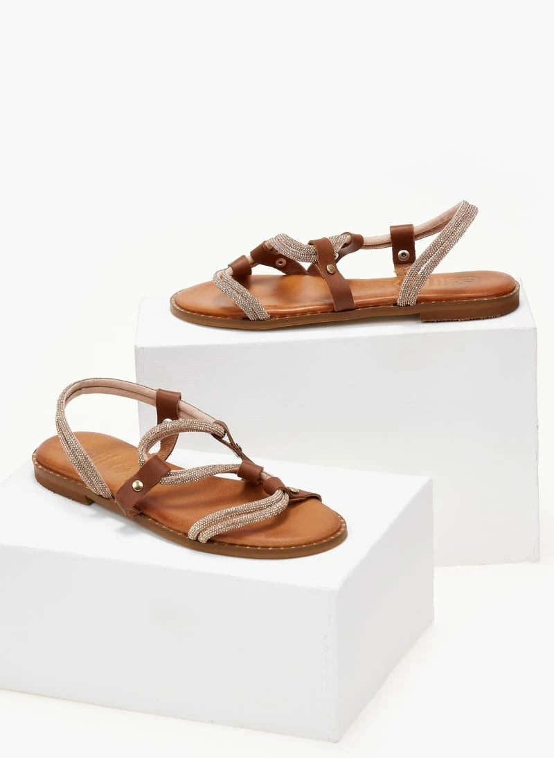 Σανδάλια δερμάτινα ESTIL με διπλή σειρά Strass - Χαλκός 5 Σανδάλια δερμάτινα ESTIL με διπλή σειρά Strass - Χαλκός - Image 3