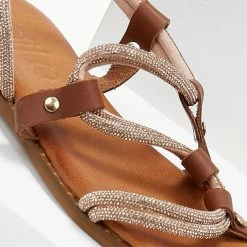 Σανδάλια δερμάτινα ESTIL με διπλή σειρά Strass - Χαλκός 9 Σανδάλια δερμάτινα ESTIL με διπλή σειρά Strass - Χαλκός -Σανδάλια κατάστημα sandalia dermatina estil me dipli seira strass 105178 sk68