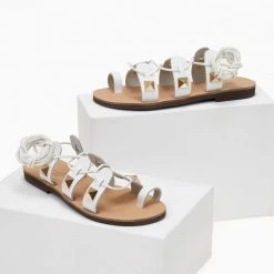 Σανδάλια δερμάτινα ESTIL με Lace Up δέσιμο - Λευκό -Σανδάλια κατάστημα sandalia dermatina estil me lace up desimo 104943 jh2x
