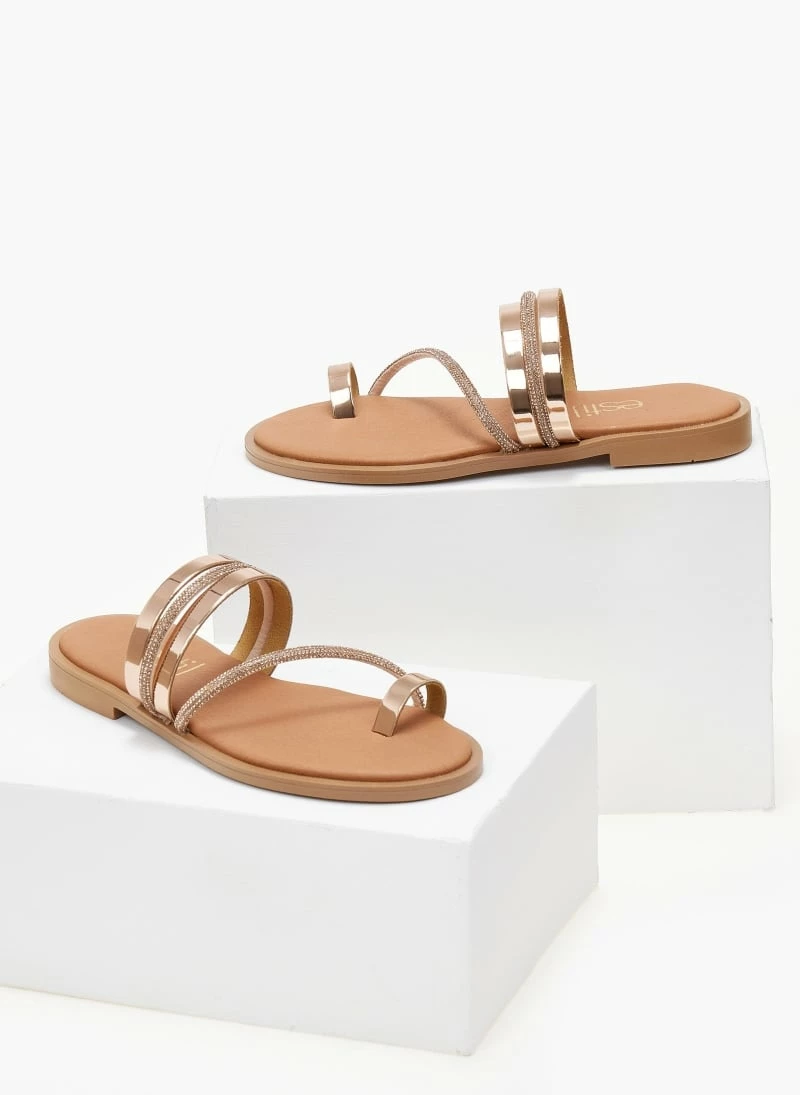 Σανδάλια δερμάτινα ESTIL με λοξό Strass λουράκι - Χαλκός 6 Σανδάλια δερμάτινα ESTIL με λοξό Strass λουράκι - Χαλκός - Image 4