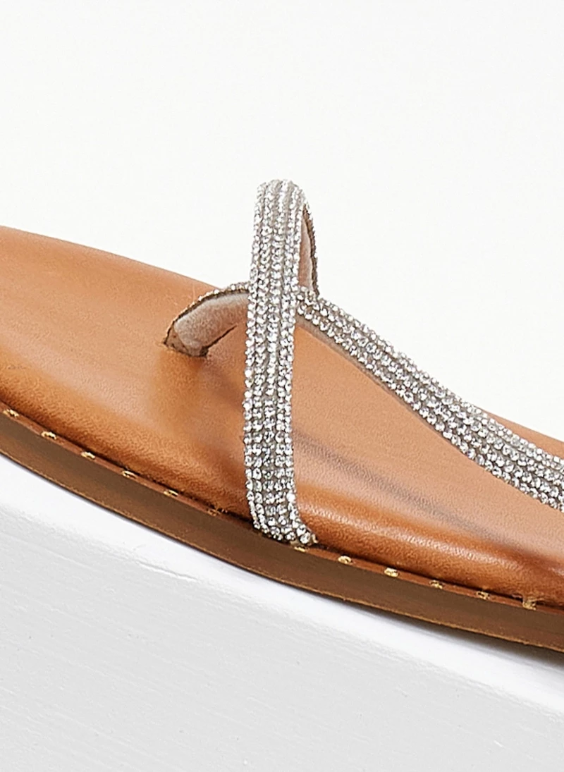 Σανδάλια δερμάτινα ESTIL με περαστό Strass λουράκι - Λευκό 4 Σανδάλια δερμάτινα ESTIL με περαστό Strass λουράκι - Λευκό - Image 2