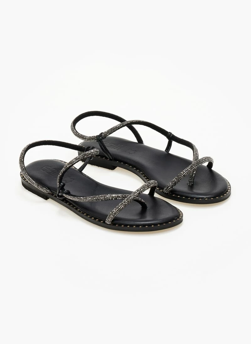 Σανδάλια δερμάτινα ESTIL με περαστό Strass λουράκι - Μαύρο 4 Σανδάλια δερμάτινα ESTIL με περαστό Strass λουράκι - Μαύρο - Image 2