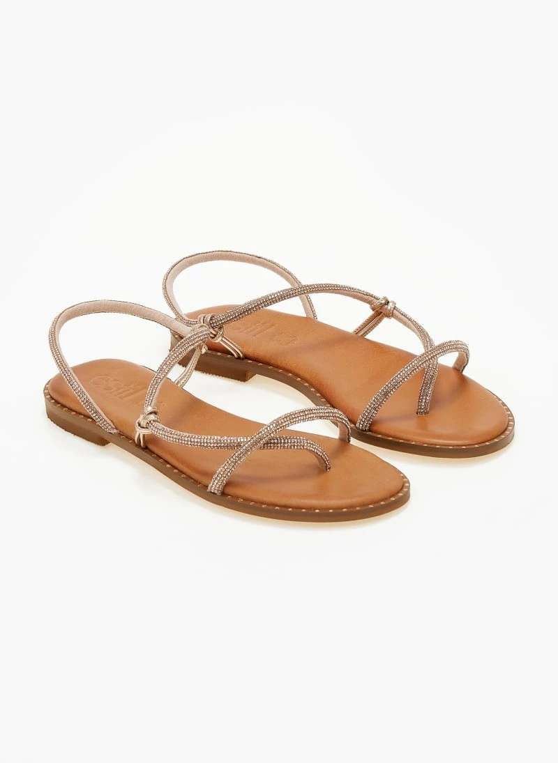 Σανδάλια δερμάτινα ESTIL με περαστό Strass λουράκι - Χαλκός 8 Σανδάλια δερμάτινα ESTIL με περαστό Strass λουράκι - Χαλκός - Image 6