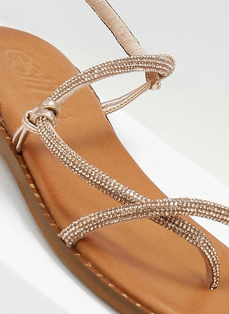 Σανδάλια δερμάτινα ESTIL με περαστό Strass λουράκι - Χαλκός 7 Σανδάλια δερμάτινα ESTIL με περαστό Strass λουράκι - Χαλκός - Image 5