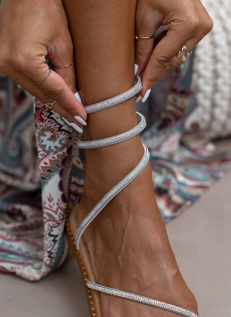 Σανδάλια δερμάτινα ESTIL με Strass έλασμα - Ασημί 6 Σανδάλια δερμάτινα ESTIL με Strass έλασμα - Ασημί - Image 4