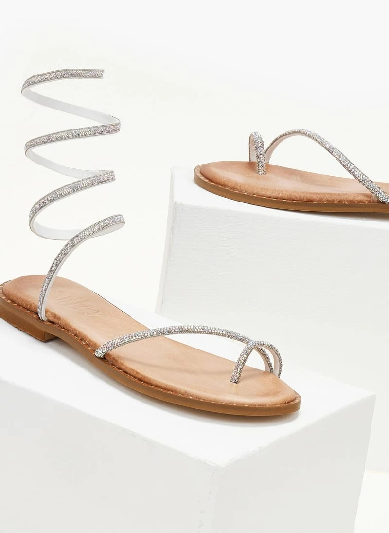 Σανδάλια δερμάτινα ESTIL με Strass έλασμα - Ασημί 7 Σανδάλια δερμάτινα ESTIL με Strass έλασμα - Ασημί - Image 5