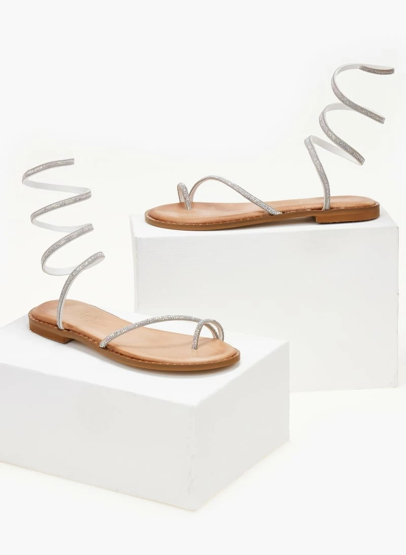 Σανδάλια δερμάτινα ESTIL με Strass έλασμα - Ασημί 5 Σανδάλια δερμάτινα ESTIL με Strass έλασμα - Ασημί - Image 3