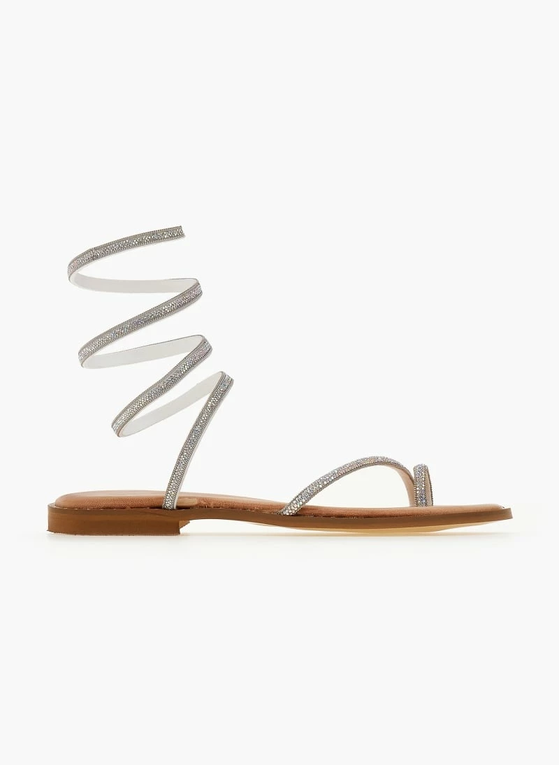 Σανδάλια δερμάτινα ESTIL με Strass έλασμα - Ασημί 4 Σανδάλια δερμάτινα ESTIL με Strass έλασμα - Ασημί - Image 2