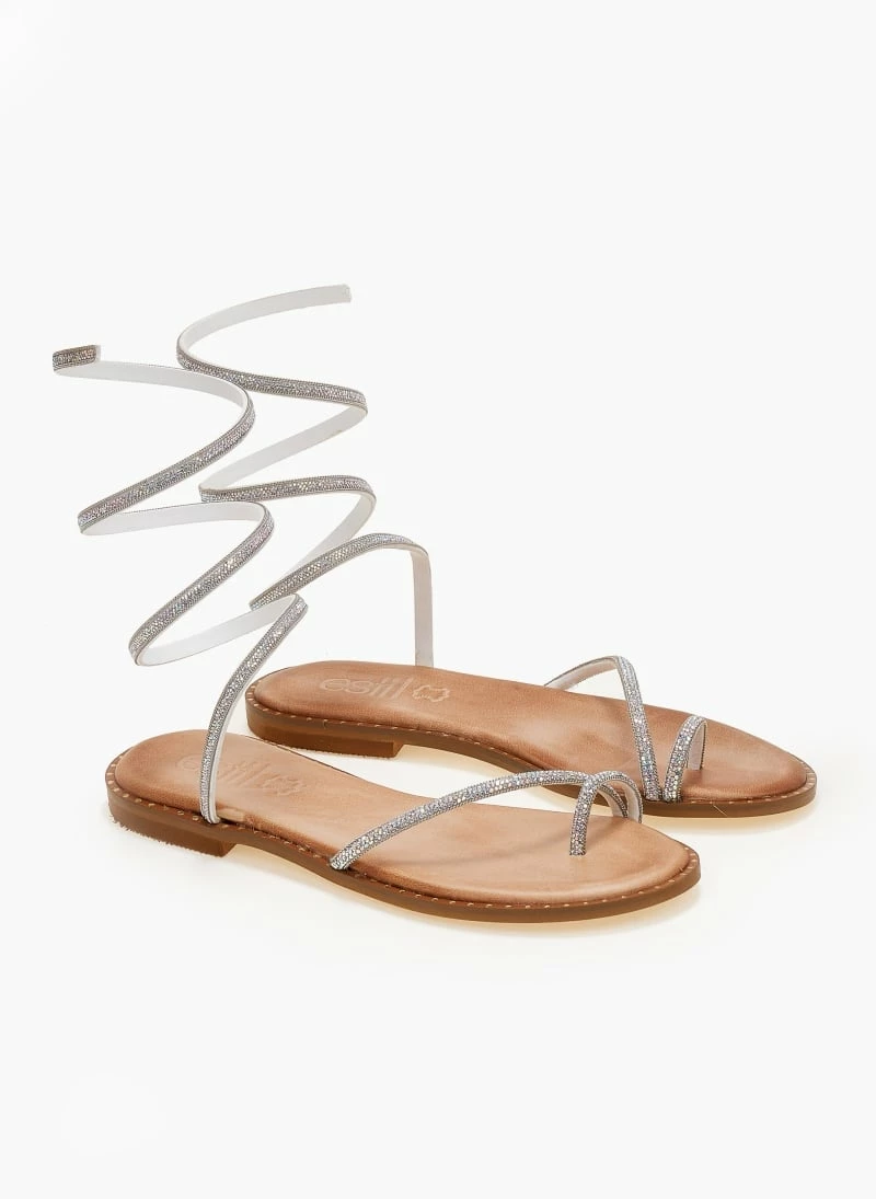Σανδάλια δερμάτινα ESTIL με Strass έλασμα - Ασημί 8 Σανδάλια δερμάτινα ESTIL με Strass έλασμα - Ασημί - Image 6