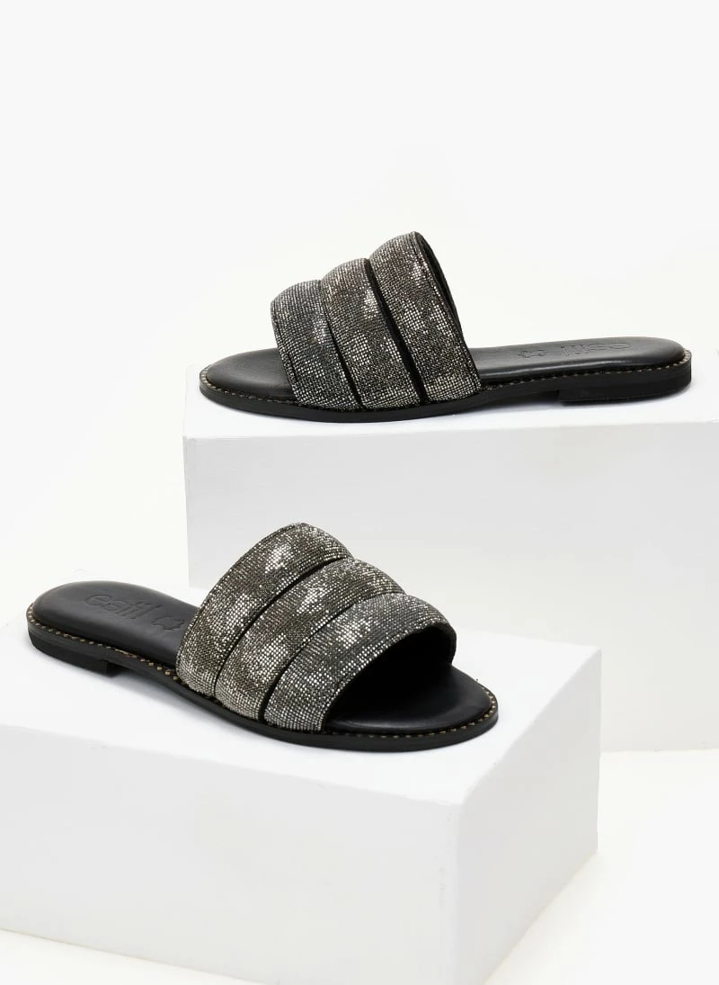 Σανδάλια δερμάτινα ESTIL με Strass φάσα - Μαύρο 5 Σανδάλια δερμάτινα ESTIL με Strass φάσα - Μαύρο - Image 3