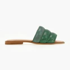 Σανδάλια δερμάτινα ESTIL με Strass φάσα - Πράσινο