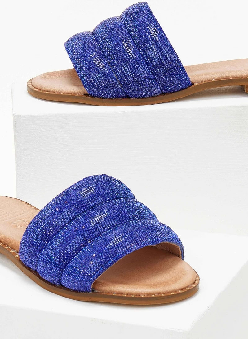 Σανδάλια δερμάτινα ESTIL με Strass φάσα - Μπλε 6 Σανδάλια δερμάτινα ESTIL με Strass φάσα - Μπλε - Image 4