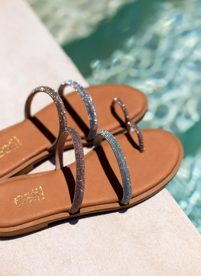 Σανδάλια δερμάτινα ESTIL με Strass και διχρωμία - Ασημί 9 Σανδάλια δερμάτινα ESTIL με Strass και διχρωμία - Ασημί - Image 7