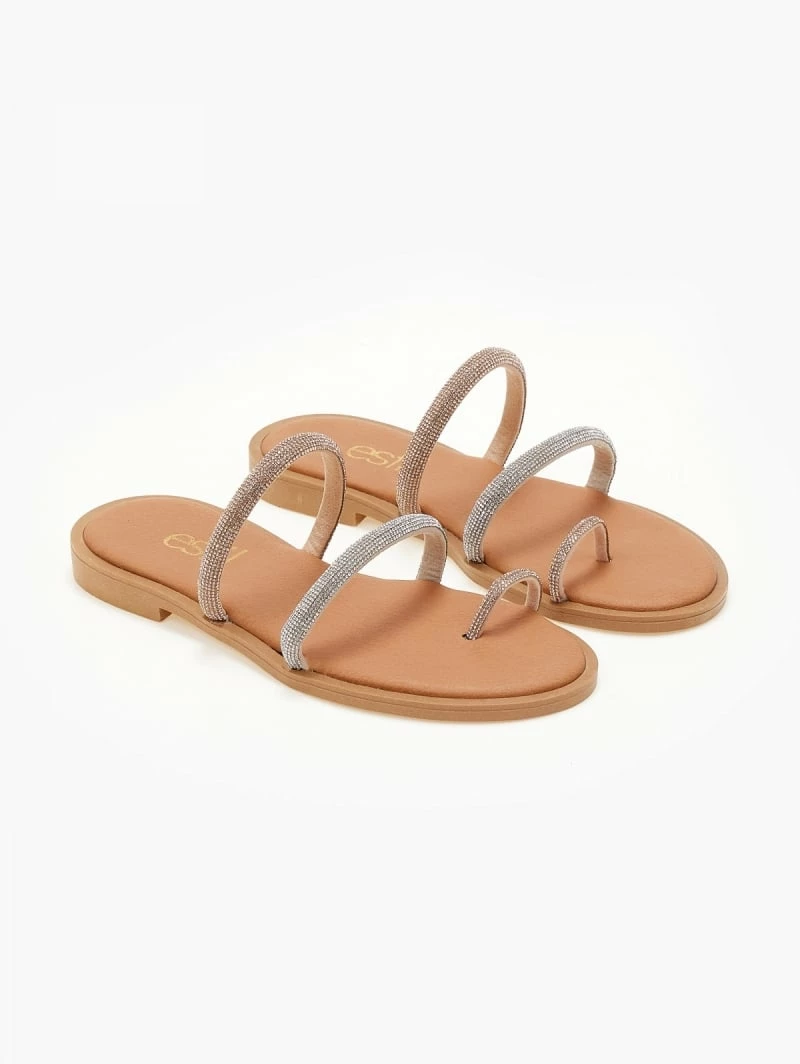 Σανδάλια δερμάτινα ESTIL με Strass και διχρωμία - Ασημί 8 Σανδάλια δερμάτινα ESTIL με Strass και διχρωμία - Ασημί - Image 6