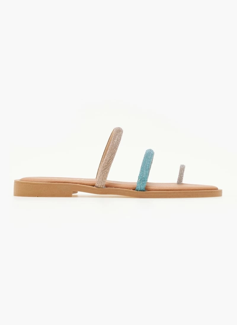 Σανδάλια δερμάτινα ESTIL με Strass και διχρωμία - Γαλάζιο 4 Σανδάλια δερμάτινα ESTIL με Strass και διχρωμία - Γαλάζιο - Image 2