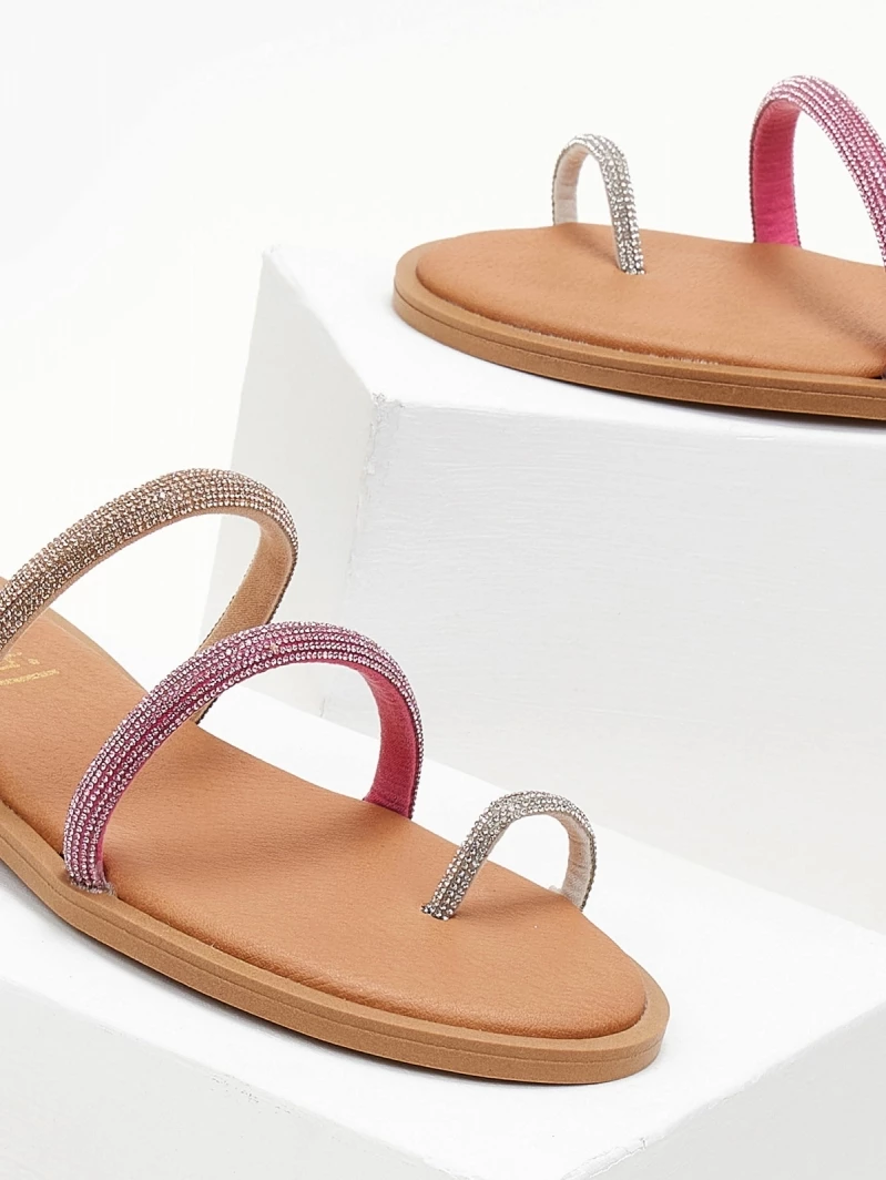 Σανδάλια δερμάτινα ESTIL με Strass και διχρωμία - Φούξια 8 Σανδάλια δερμάτινα ESTIL με Strass και διχρωμία - Φούξια - Image 6