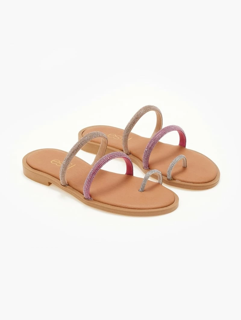 Σανδάλια δερμάτινα ESTIL με Strass και διχρωμία - Φούξια 7 Σανδάλια δερμάτινα ESTIL με Strass και διχρωμία - Φούξια - Image 5