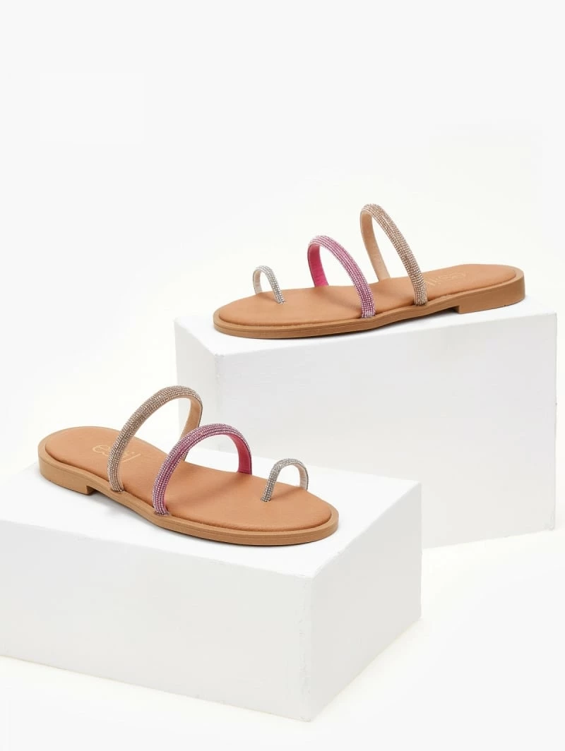 Σανδάλια δερμάτινα ESTIL με Strass και διχρωμία - Φούξια 5 Σανδάλια δερμάτινα ESTIL με Strass και διχρωμία - Φούξια - Image 3