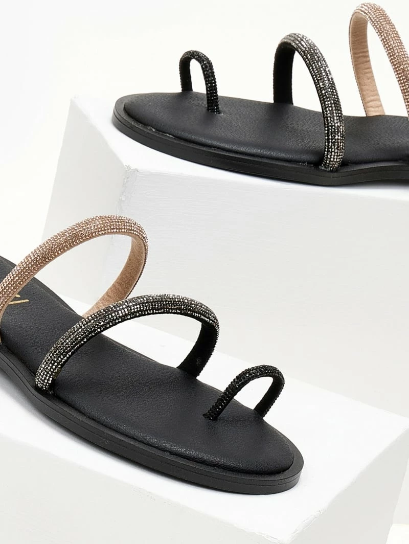 Σανδάλια δερμάτινα ESTIL με Strass και διχρωμία - Ατσαλί 8 Σανδάλια δερμάτινα ESTIL με Strass και διχρωμία - Ατσαλί - Image 6