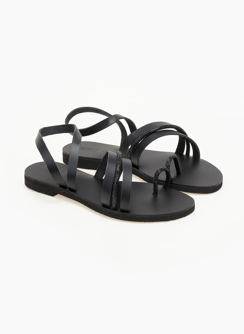 Σανδάλια δερμάτινα ESTIL με Strass λεπτομέρεια - Μαύρο 5 Σανδάλια δερμάτινα ESTIL με Strass λεπτομέρεια - Μαύρο - Image 3