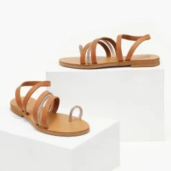 Σανδάλια δερμάτινα ESTIL με Strass λεπτομέρεια - Ταμπά -Σανδάλια κατάστημα sandalia dermatina estil me strass leptomereia 105720 xv8p