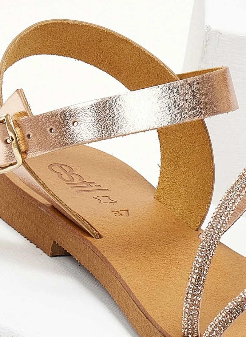 Σανδάλια δερμάτινα ESTIL με Strass λουράκια - Χαλκός 4 Σανδάλια δερμάτινα ESTIL με Strass λουράκια - Χαλκός - Image 2
